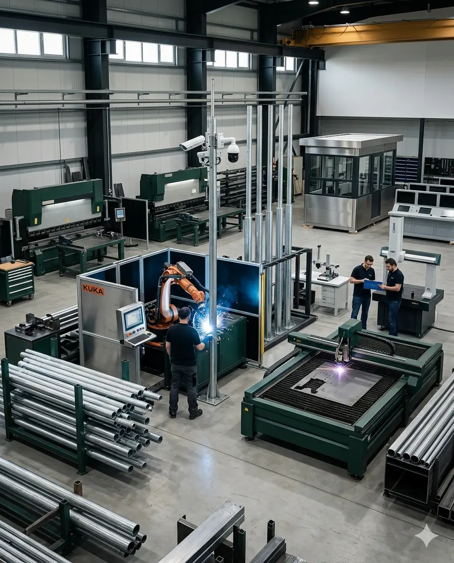 Alaina Engineering high mast and camera pole manufacturing facility in Qatar