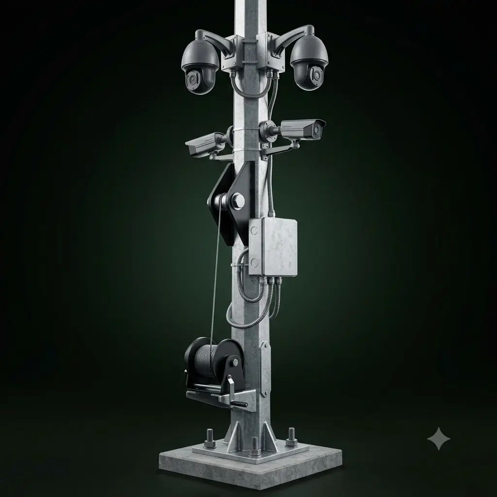 Winch operated tilt down light poles Qatar